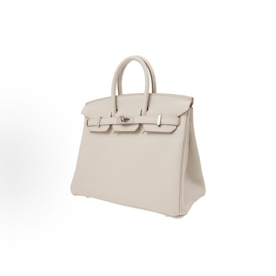 HERMES爱⻢仕 Birkin 25 银扣 ⼥款 8L Beton 冰川⽩